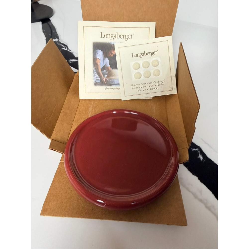 Longaberger Pottery Paprika Coaster Lid 30222 Red Vitrified Ceramic USA Made